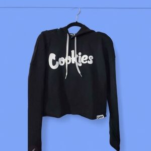 Cookies Black Cropped Hoodie with White Logo